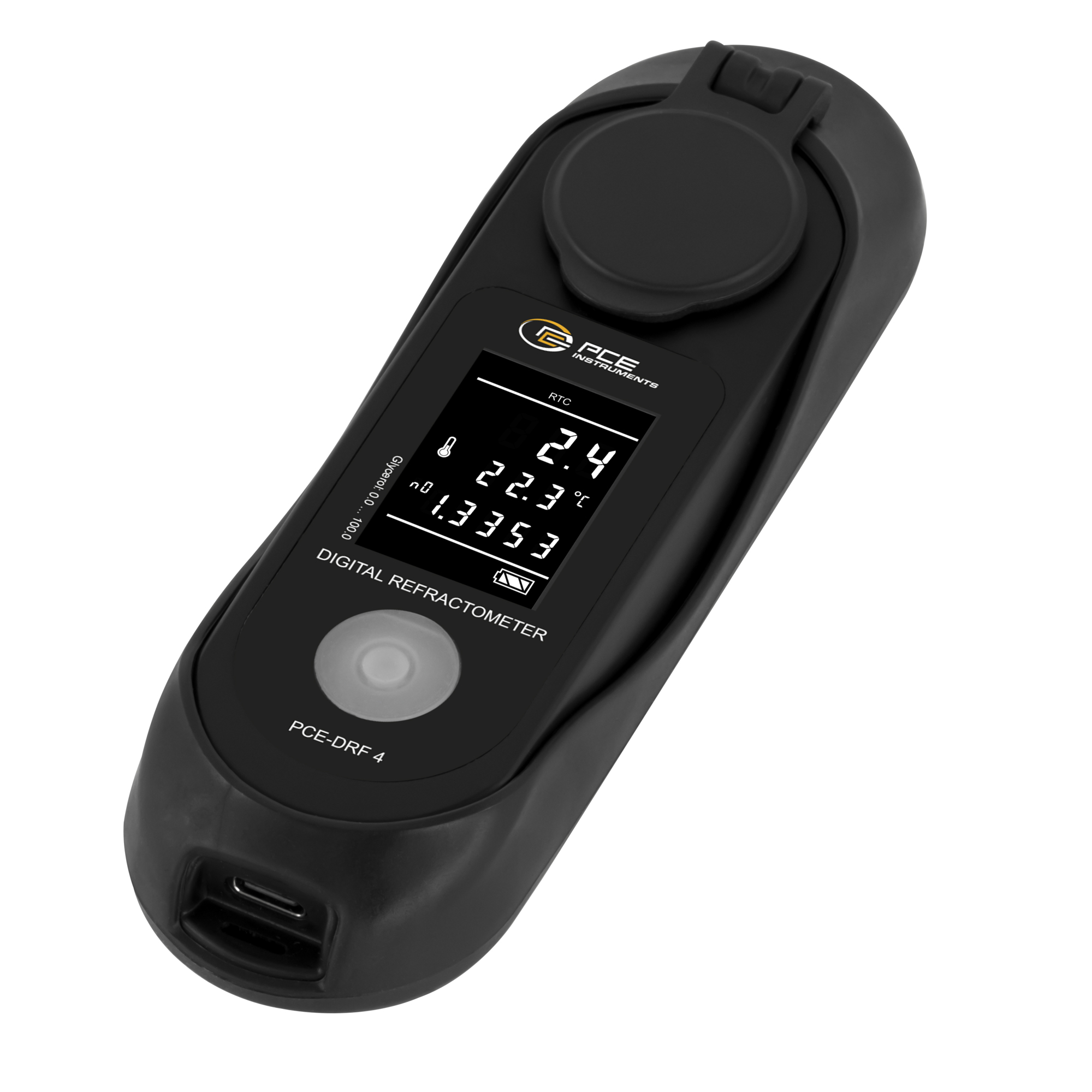 PCE Digital Handheld Refractometer — 0–100% Glycerin Measurement Range, LCD Display, Model# PCE-DRF 4